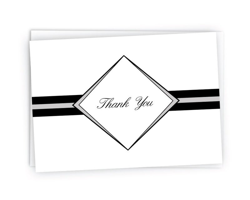 Diamond Thank You Cards - 48 Cards & Envelopes (Silver)